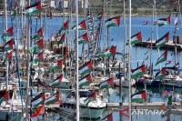 Kapal-kapal dari `Global Sumud Flotilla 2026 Spring Mission,` yang bertujuan untuk menembus blokade Israel di Gaza dan mengirimkan bantuan kemanusiaan, berangkat dari marina di Augusta di pulau Sisilia, Italia (Foto: ANTARA/Barış Seçkin-Anadolu/pri)