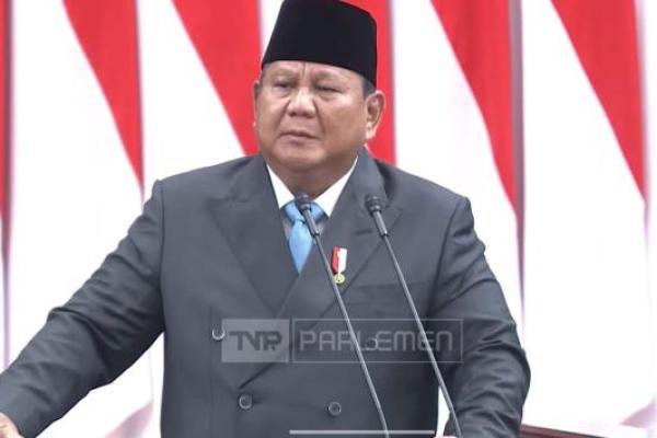 Presiden RI Prabowo Subianto saat berpidato dalam Rapat Paripurna DPR RI (Foto: Tangkapan Layar) 