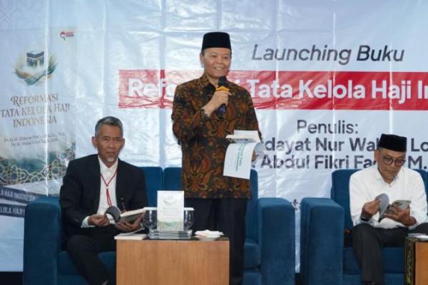 Anggota Komisi VIII DPR RI Hidayat Nur Wahid (HNW) dalam peluncuran buku Reformasi Tata Kelola Haji Indonesia di Jakarta Pusat, Selasa (Foto: MPR) 