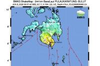 Foto : Gempa bumi tektonik berkekuatan Magnitudo 7,7 mengguncang wilayah Laut Sulawesi pada Senin (8/6) pagi pukul 06:37 WIB