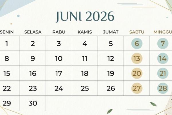 Ilustrasi - kalender bulan Juni 2026 (Foto: Gemini AI) 