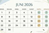 Ilustrasi - kalender bulan Juni 2026 (Foto: Gemini AI)