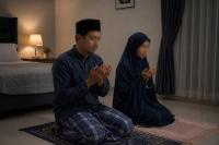 Ilustrasi suami istri shalat tahajud 