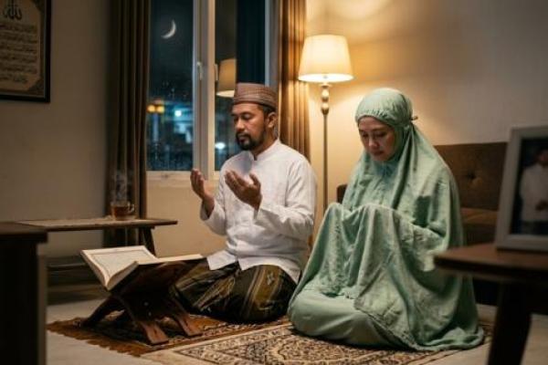 Ilustrasi suami istri beribadah bersama 