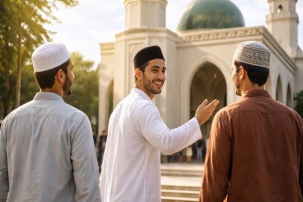 Ilustrasi teman mengajak ke masjid 