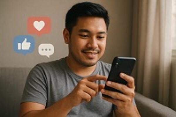Ilustrasi bermain sosial media 