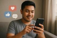 Ilustrasi bermain sosial media