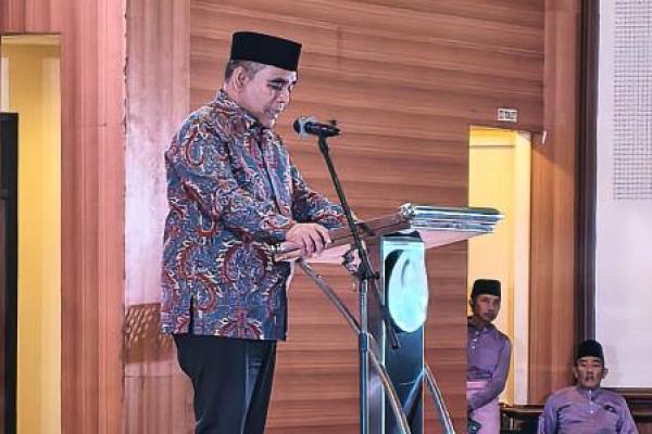 Ketua MPR RI Ahmad Muzani saat memberikan sambutan pada pembukaan Muktamar XXIII Al Washliyah di Asrama Haji Pondok Gede, Jakarta Timur, Selasa malam (7/7/2026). Foto: dok. katakini 