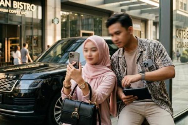 Ilustrasi anak muda flexing barang mewah 