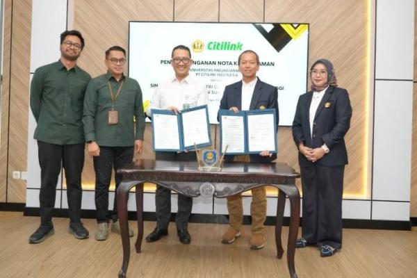 Penandatanganan nota kesepahaman antara Citilink dengan Universitas Padjajaran Bandung, Senin (13/7/2026). Foto: dok. katakini 