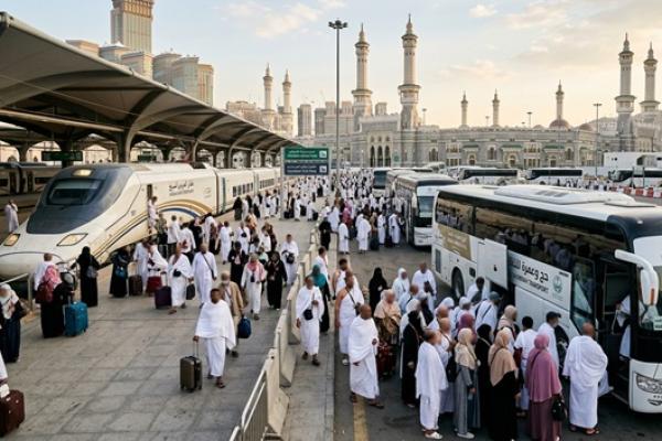 Ilustrasi transportasi saat ibadah umrah atau haji 