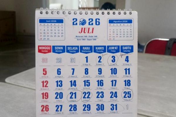 Ilustrasi - kalender bulan Juli 2026 (Foto: Vaza/Katakini.com) 