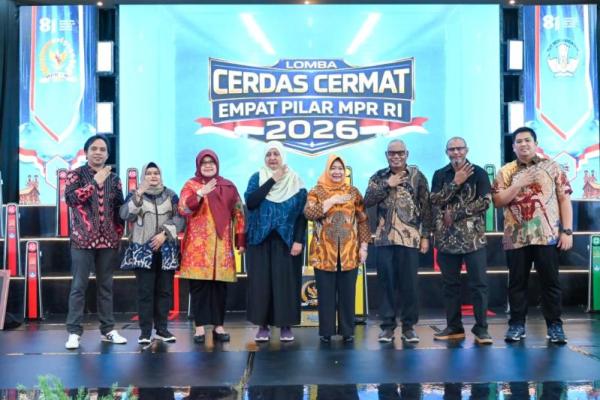 Izakod Bekai Izakod Kai menjadi semboyan yang menggema dalam Lomba Cerdas Cermat (LCC) Empat Pilar MPR RI Tahun 2026 Tingkat Provinsi Papua Selatan (Foto: Humas MPR) 