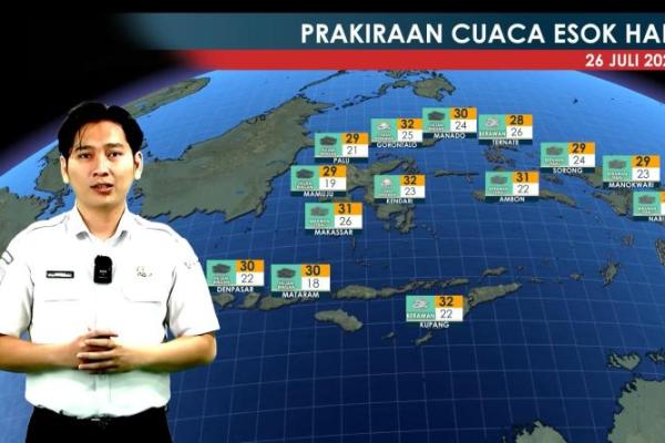 Prakirawan BMKG menjelaskan prediksi cuaca di Indonesia pada hari ini (Foto: Tangkapan Layar) 