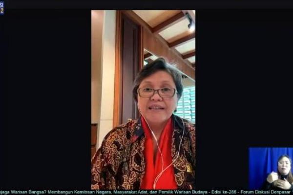 Wakil Ketua MPR RI Lestari Moerdijat saat membuka diskusi daring bertema Siapa Menjaga Warisan Bangsa? Membangun Kemitraan Negara, Masyarakat Adat, dan Pemilik Warisan Budaya yang digelar Forum Diskusi Denpasar 12, Rabu (5/8). (Foto: MPR) 
