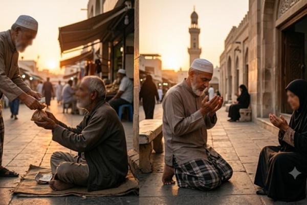 Ilustrasi foto sedekah dan memohon pertolongan Allah SWT 