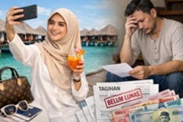 Ilustrasi foto pergi liburan dari berhutang 