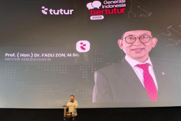Menteri Kebudayaan RI, Fadli Zon saat memberikan sambutan di forum diskusi Generasi Indonesia Bertutur pada Jumat (4/9) di Jakarta (Foto: Vaza/Katakini) 