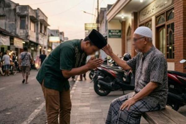 Ilustrasi adab anak muda kepada yang lebih tua 