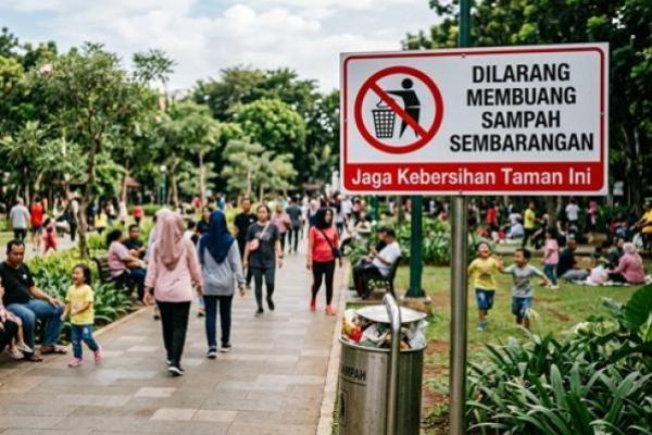 Ilustrasi larangan buang sampah 