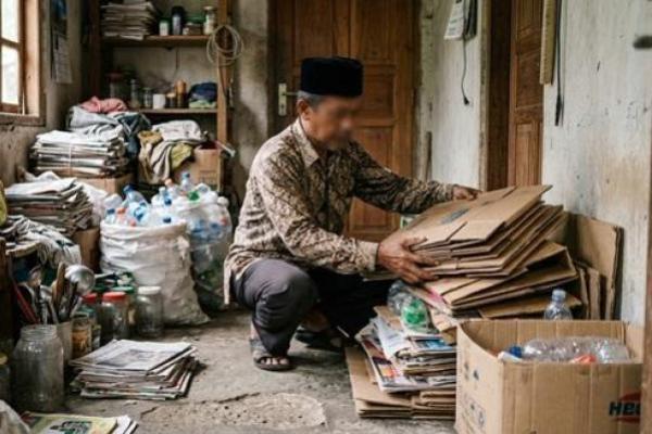 Ilustrasi foto menumpuk barang bekas di rumah 