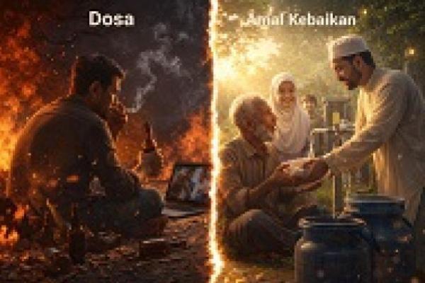 Ilustrasi dosa dan amal kebaikan 