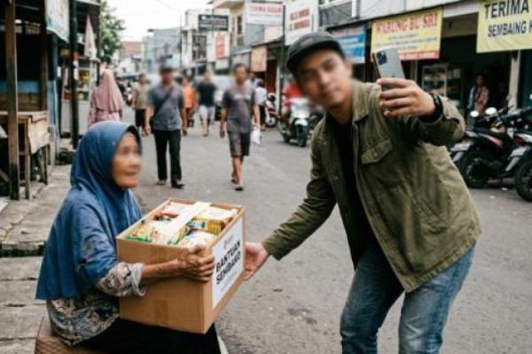 Ilustrasi foto pamer berbuat baik 