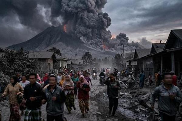 Ilustrasi erupsi gunung berapi 