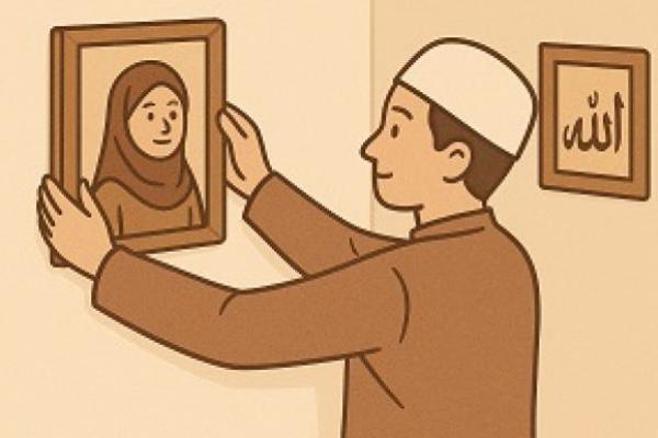 Ilustrasi foto memajang foto 