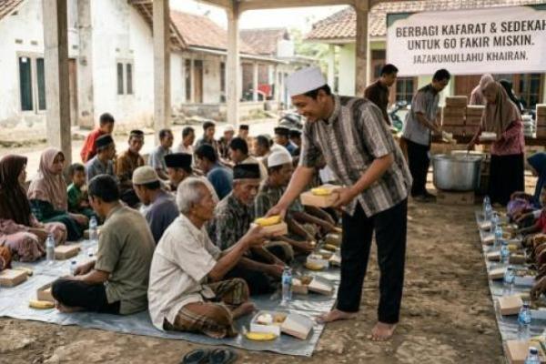 Ilustrasi berbagi makanan 