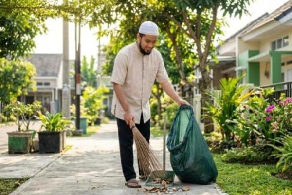 Ilustrasi membersihkan jalan 
