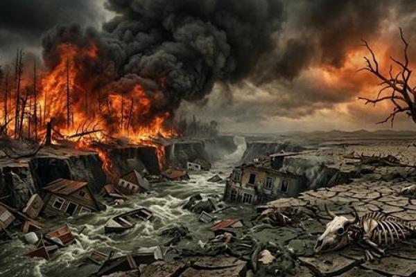 Ilustrasi bencana akibat keserakahan manusia 