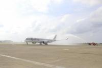 Water Salute Sambut Pesawat Delegasi G20 Saat Mendarat di Bandara Soekarno-Hatta