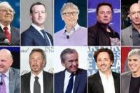 10 Orang terkaya dari kiri ke kanan, dari atas: Warren Buffett, Mark Zuckerberg, Bill Gates, Elon Musk, Jeff Bezos, Steve Ballmer, Larry Ellison, Bernard Arnault, Sergey Brin, Larry Page.(foto: cnn.com)