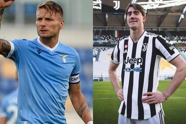 Ciro Immobile (kiri) dan Dusan Vlahovic (kanan) bersaing untuk menjadi Top Skor di Liga Italia Serie A 2021-2022. (FOTO: REUTERS)