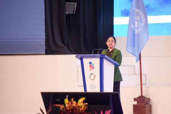 Ketua DPR RI Puan Maharani berpidato di Forum GDPRR 2022, Bali, Kamis (26/5/2021). Foto: dpr/katakini.com 