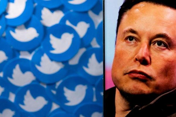Elon Musk dan Logo Twitter. Foto: Reuters 