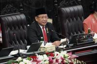 Bambang Soesatyo dalam pidato pengantar Sidang Tahunan MPR di Ruang Sidang Paripurna, Gedung Hijau, Kompleks Parlemen, Jakarta, Selasa (16/8/2022).(foto: Humas MPR)
