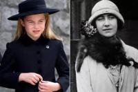 Putri Charlotte mengenakan bros yang sama dengan nenek buyutnya, Ratu Elizabeth. (FOTO: GETTY IMAGES)