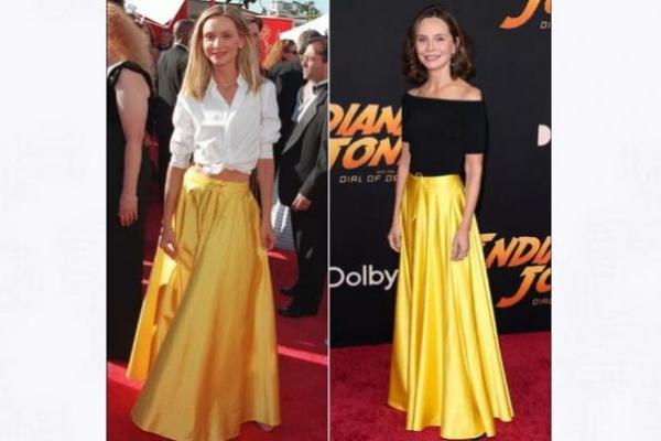 Hadiri Premiere Indiana Jones, Calista Flockhart Kenakan Rok Kuning Ralph Lauren Lama