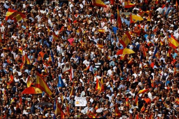 Tolak Amnesti Bagi Separatis Catalan, 40.000 Demonstran Berunjuk Rasa di Spanyol 