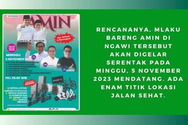 Menangkan Pasangan AMIN, PKB Ngawi Panaskan Mesin Partai dengan Mlaku Bareng AMIN