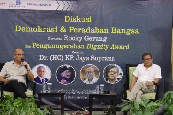 Dignity Award Paramadina, Rocky Gerung: Ada yang Salah dalam Demokrasi Kita