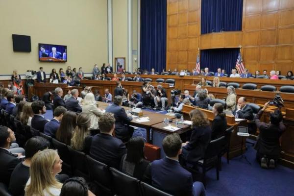 Komite Pengawasan dan Akuntabilitas DPR mengadakan sidang penyelidikan pemakzulan terhadap Presiden AS Joe Biden, di Capitol Hill di Washington, AS, 28 September 2023. Foto: Reuters 